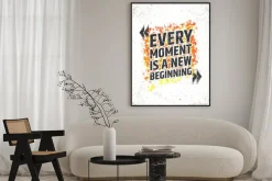 Plakat: Każda chwila jest nowym początkiem inspirujący cytat na grunge