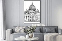 Plakat: Katedra świętego piotra, rzym, włochy. architektura watykan.