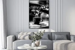 Plakat: Kawa czarno-biała fotografia