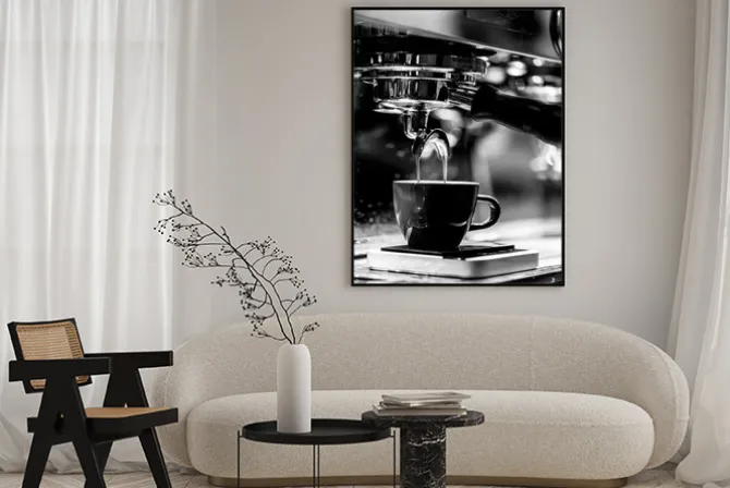 Plakat: Kawa czarno-biała fotografia