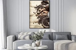 Plakat: Kawa i przyprawy na jutowym worku