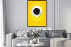 Plakat: Kawa na żółtym tle