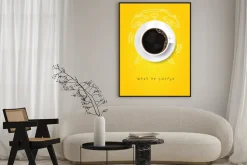 Plakat: Kawa na żółtym tle