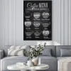 Plakat: Kawiarniane menu na czarnej tablicy