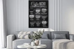 Plakat: Kawiarniane menu na czarnej tablicy