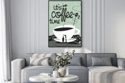 Plakat: Kawowy napis nad filiżanką