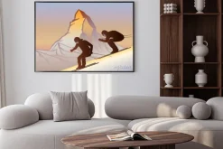 Plakat: Kayakçılar ve matterhorn