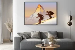 Plakat: Kayakçılar ve matterhorn