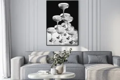 Plakat: Kieliszki do szampana czarno-biała fotografia
