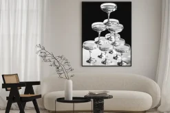 Plakat: Kieliszki do szampana czarno-biała fotografia