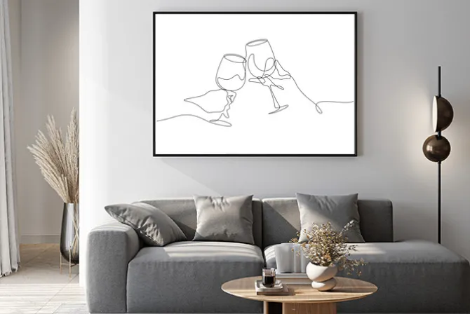 Plakat: Kieliszki wina minimalistyczna grafika