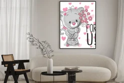 Plakat: Kitten z kwiatami