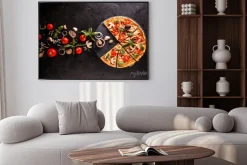 Plakat: Klasyczna pizza z pomidorami i pieczarkami