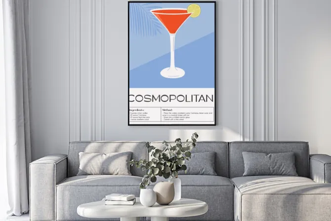 Plakat: Klasyczny cosmopolitan z dekoracją limonki