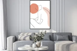 Plakat: Kobieta siedząca tyłem rysowana jedną linią