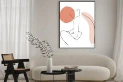 Plakat: Kobieta siedząca tyłem rysowana jedną linią