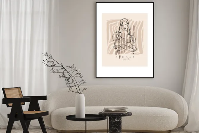 Plakat: Kobieta w abstrakcyjnej scenerii