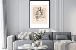 Plakat: Kobieta w abstrakcyjnej scenerii ilustracja