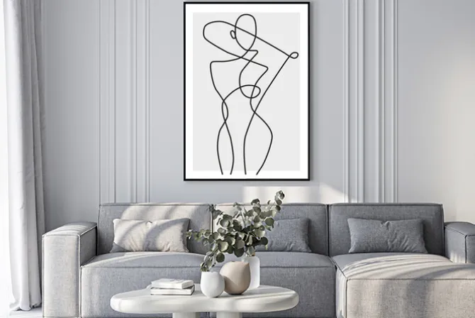 Plakat: Kobieta w stylu line art