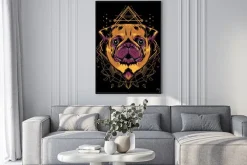 Plakat: Kolorowa ilustracja psa rasy mops