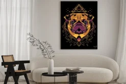 Plakat: Kolorowa ilustracja psa rasy mops