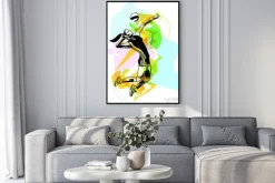 Plakat: Kolorowa ilustracja siatkarki w akcji