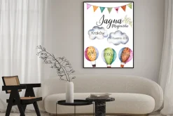 Plakat: Kolorowa metryczka z balonami