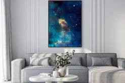 Plakat: Kolorowa mgławica w przestrzeni kosmicznej