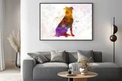 Plakat: Kolorowa sylwetka psa na akwareli