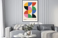 Plakat: Kolorowe formy geoemntryczna kompozycja w stylu bauhaus