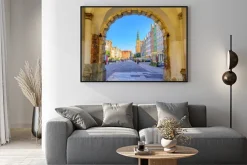 Plakat: Kolorowe gotyckie fasady int stare miasto w gdańsku