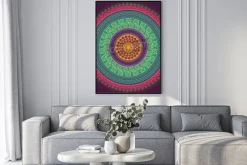Plakat: Kolorowe henna mandala design, bardzo skomplikowane i łatwo edytowalne