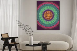Plakat: Kolorowe henna mandala design, bardzo skomplikowane i łatwo edytowalne