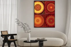 Plakat: Kolorowe henna mandala design, bardzo skomplikowane i łatwo edytowalne