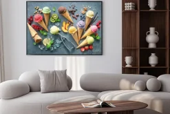 Plakat: Kolorowe lody i soczyste owoce