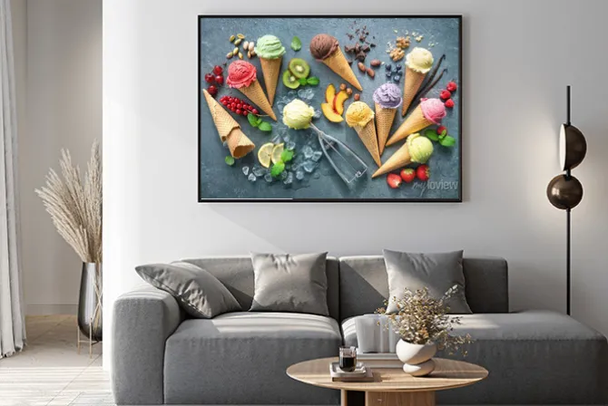 Plakat: Kolorowe lody i soczyste owoce