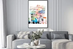 Plakat: Kolorowe projektowania instrumentów muzycznych