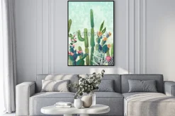 Plakat: Kolorowe sukulenty w stylu akwarelowym