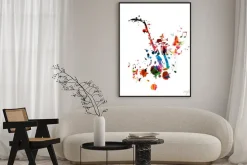 Plakat: Kolorowe tło muzyczne z saksofonem