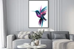 Plakat: Kolorowy koliber na białym tle w stylu akwareli