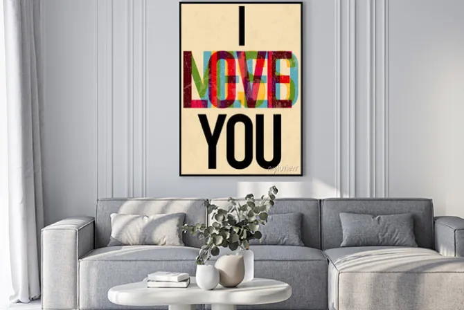 Plakat: Kolorowy napis o miłości