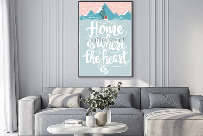 Plakat: Kolorowy wektor inspirujące i motywujące plakat z cytatem. dom