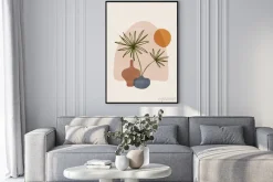 Plakat: Kompozycja boho z kwiatami i doniczkami