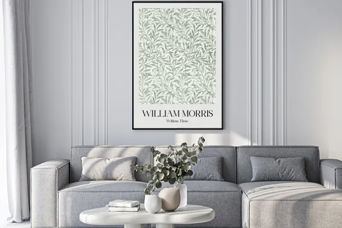 Plakat: Kompozycja botaniczna zielone liście w stylu williama morrisa