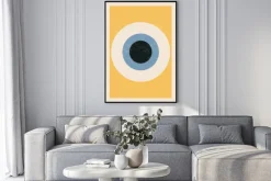 Plakat: Kompozycja geometryczna minimalistyczne koła inspirowane bauhausem