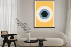 Plakat: Kompozycja geometryczna minimalistyczne koła inspirowane bauhausem