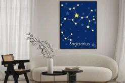 Plakat: Konstelacji strzelca ogień zodiaku z gwiazd w kosmosie. vector