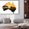 Plakat: Kontur australii z krajobrazem w środku