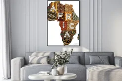Plakat: Kontynent afrykański z etnicznymi wzorami