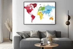 Plakat: Kontynenty w różnych kolorach